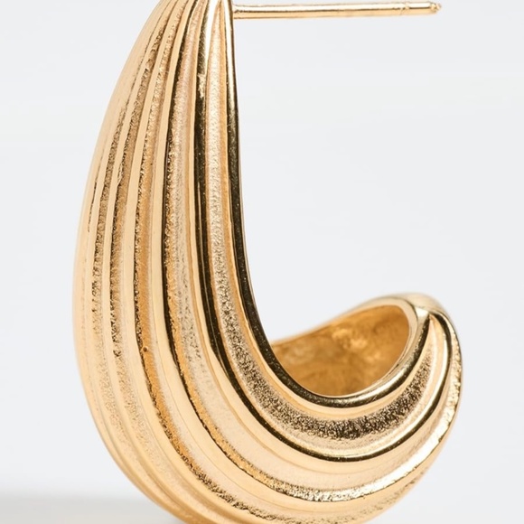 KENNETH JAY LANE Couture Collection Gold Plated Thick Ridge Half Hoop Earrings - Picture 4 of 7